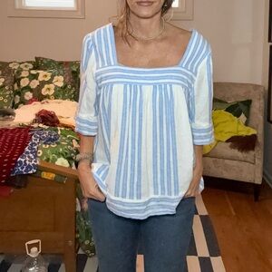 Old Navy Light Blue and White Striped Blouse